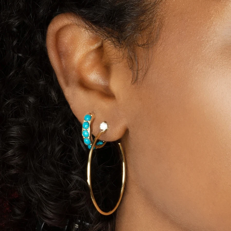 Винтаж в богемном стиле зеленого бисера серьги-кольца для женщин из нержавеющей