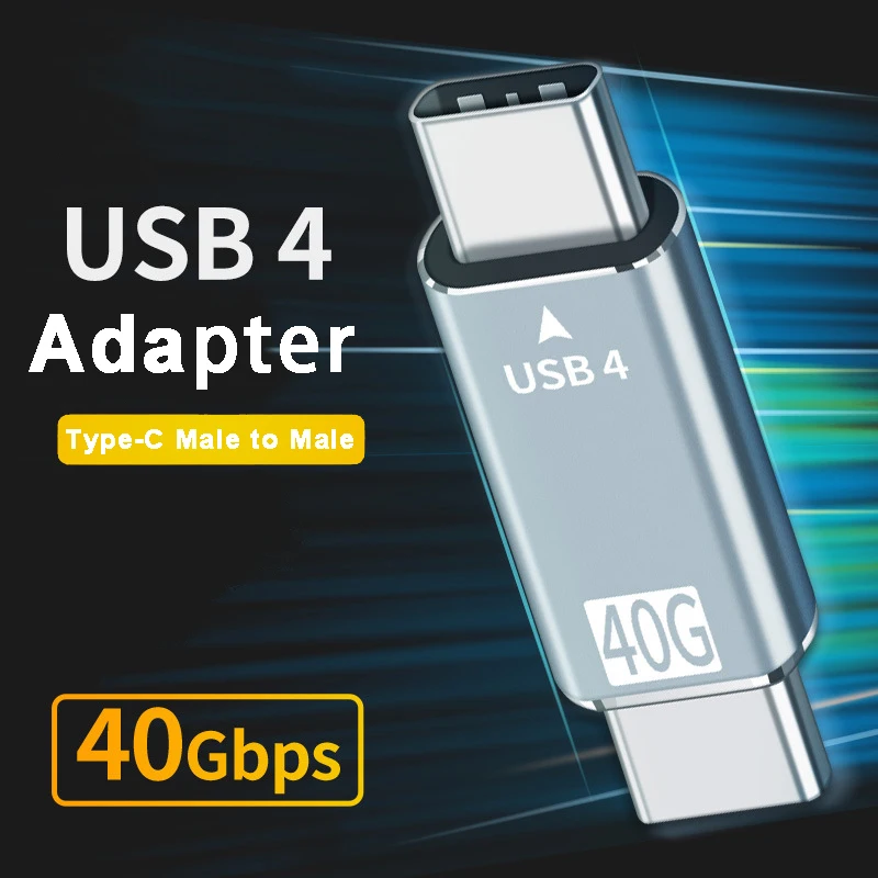 

Type-C USB4 40Gbps Adapter USB-C Male to Male Data Sync Converter Extension Cable for Macbook Pro Air Dell Thunderbolt 3 Laptop