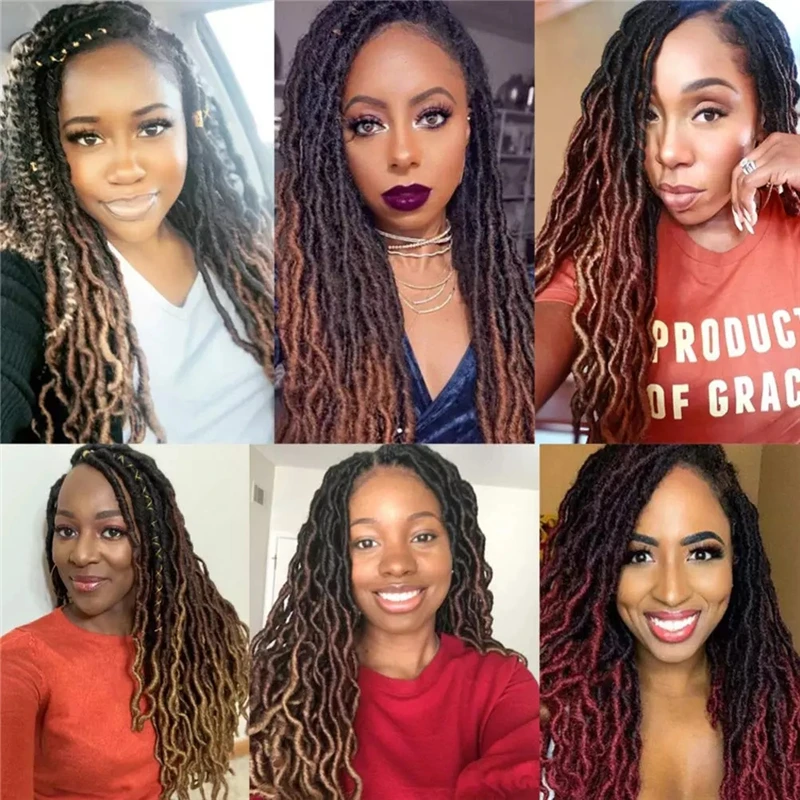 

SmartBraid Faux Locs Crochet Braids Hair Extension 18Inch Ombre Bohemian Gypsy Locs Hair Natural Soft Synthetic Locs Brown Hair