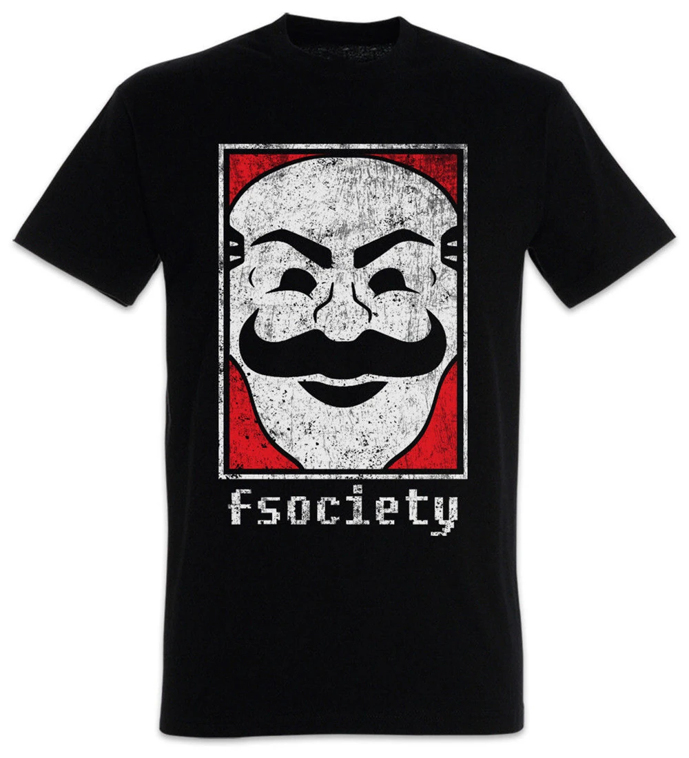 Mr. Робот Fsociety футболка с логотипом символ хакер Anonymous Virus ТВ серии рубашка Homme плюс