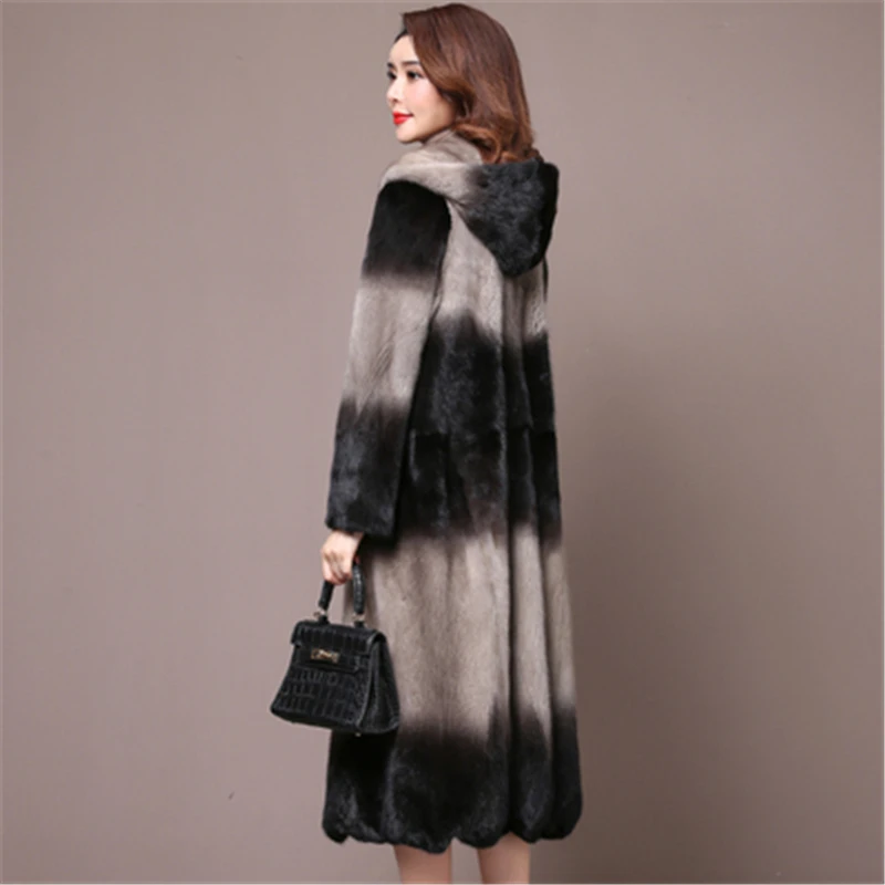 Женское зимнее пальто из искусственного меха норки средней длины новинка 2019