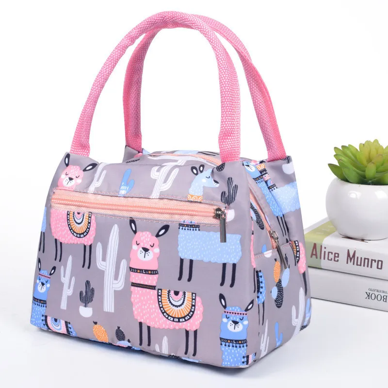 

2020 Male Female Flamingo Print Cooler Lunch Box Portable Insulated Lunch Bag Thermal Food Wine Picnic Lunch Bags For Women Kids