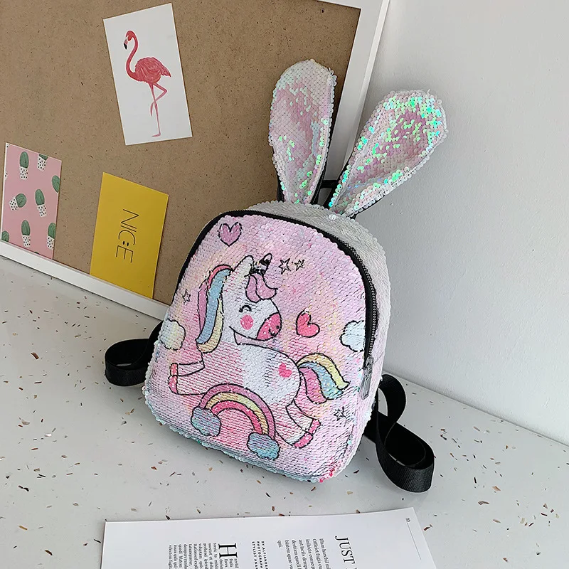 Variable color Sequins Unicorn Backpack girls holographic school bag shining student small backpack children's daypack Mochila