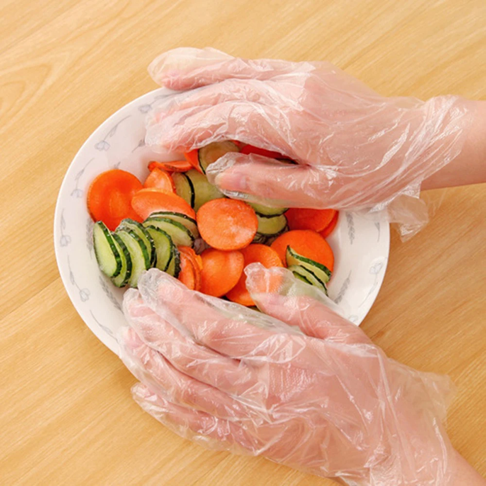 Фото Пластиковые перчатки для еды одноразовые ресторана фруктов овощей кухонные(China)