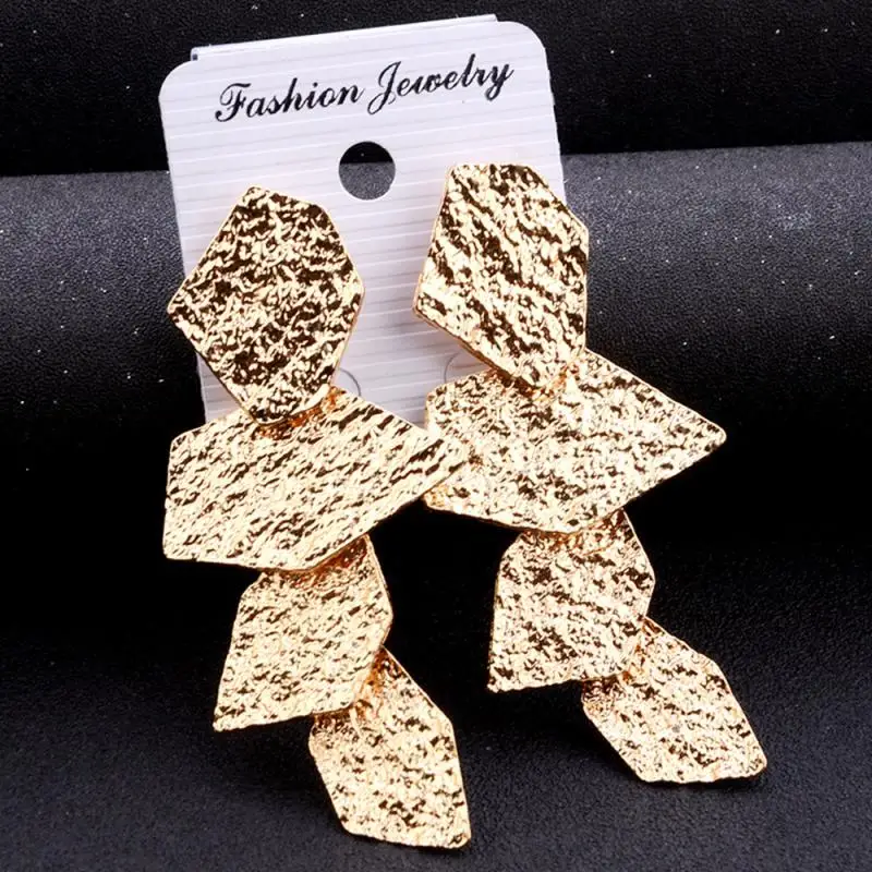 Длинные серьги подвески в богемном стиле неправильной геометрической формы