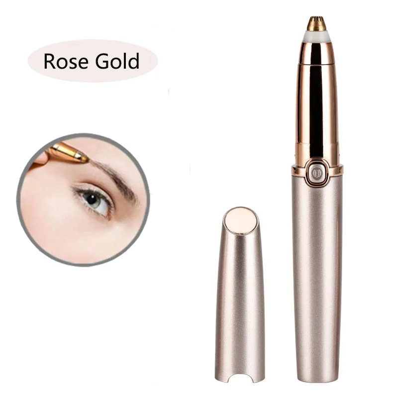RoseGold Электрический эпилятор для лица и бровей, мини бритва для бровей, бритва, мгновенный безболезненный портативный бритвенный триммер для бритья бровей - Цвет: RoseGold