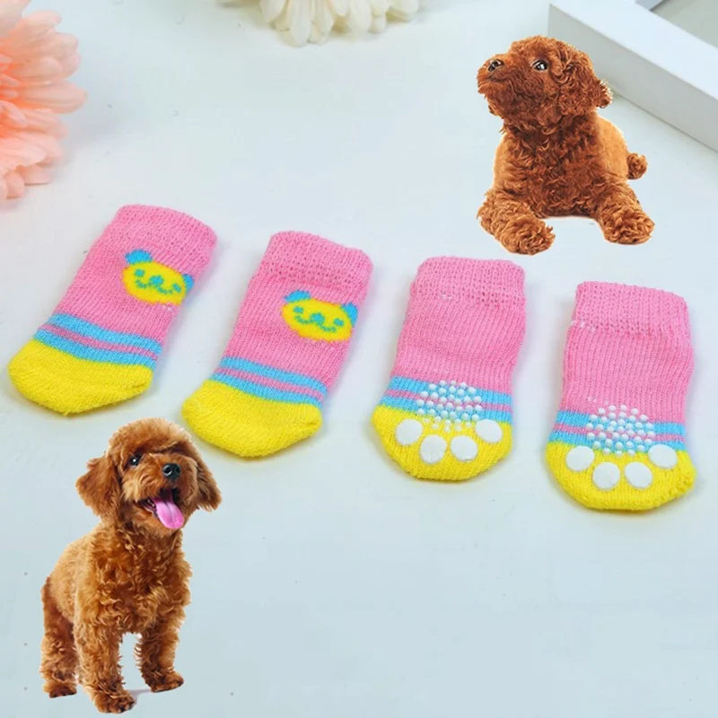 Зимние носки для собак нескользящая обувь домашних животных щенков маленьких