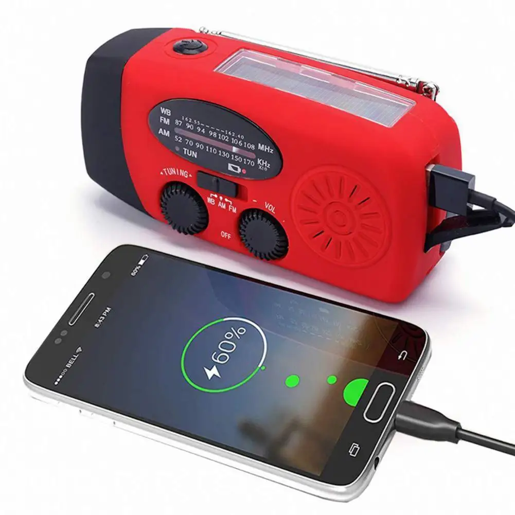 

New T088 Multi-Functio Radio Portable USB Cable Travel Camping Emergency Lighting Stable Solar Powered Charging With Hand Crank
