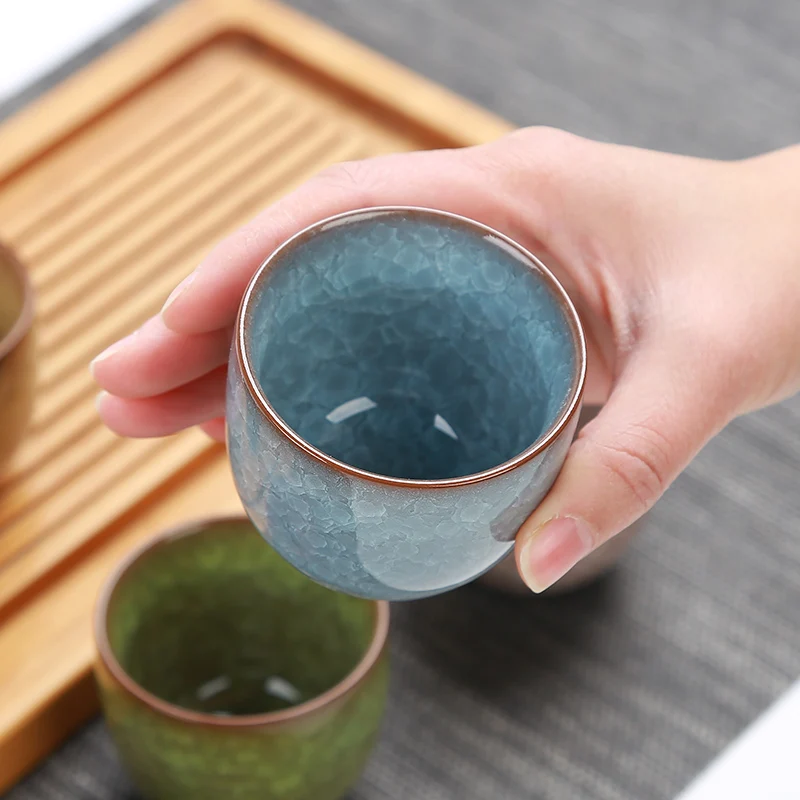 Tea Cup 80ml Ceramic Purple Clay Teacup Container Pu'er Tea Bowl Master Cup Water Cups Teaware Drinkware Crafts Decor Gift Box