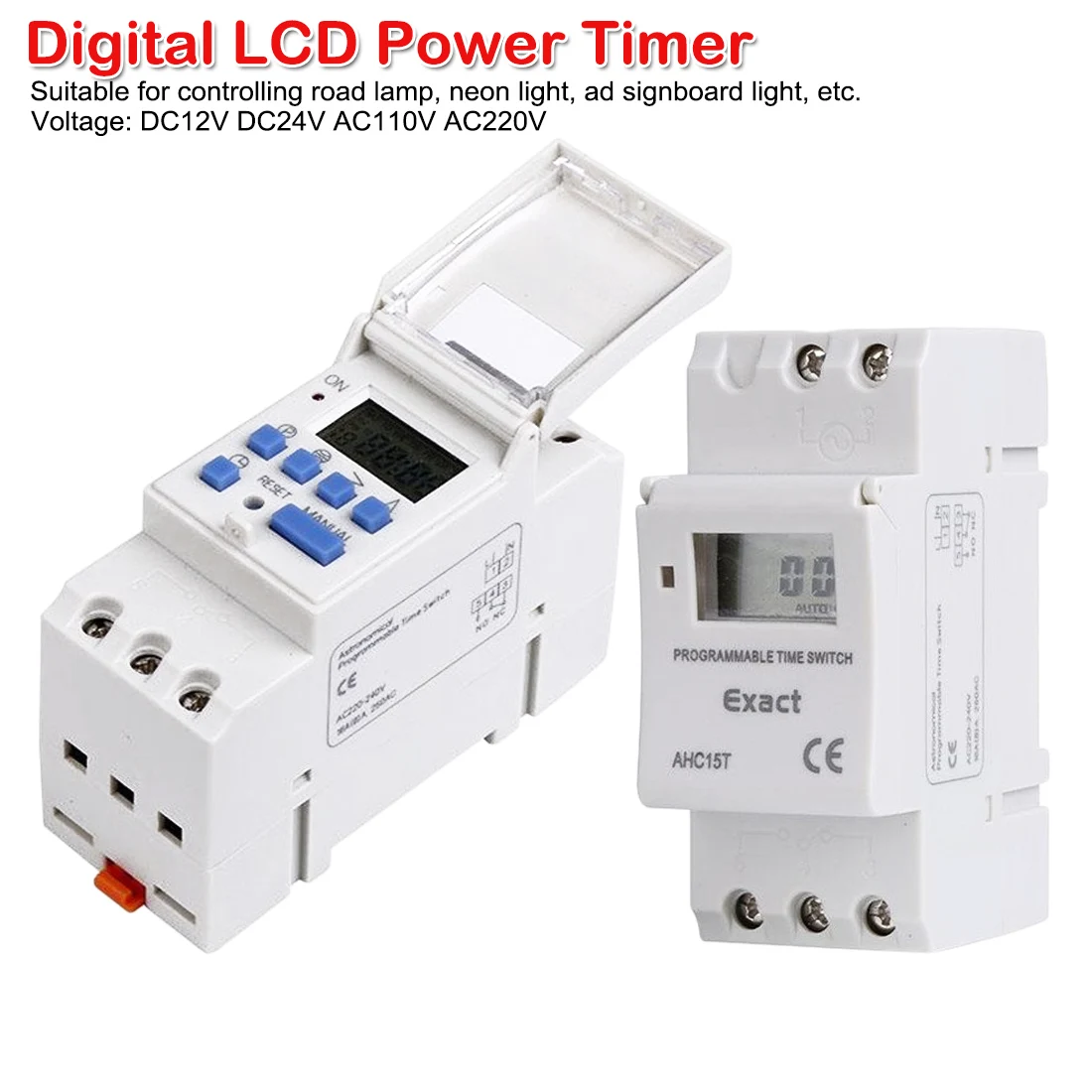 

Hot Sale High Quality 7 Days Programmable Digital Timer Switch Relay Control 15A DC12V/ 24V AC110V/ 220V Electronic Weekly NEW