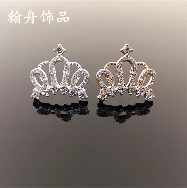 3 шт./лот ширина 25 мм корона серебряные золотые пуговицы тиара плоские стразы для