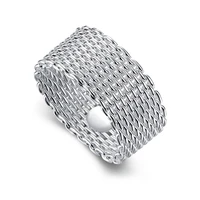 silver color circle woven mesh rings for women men jewelry high quality stainless steel wedding rings friends gift accessories