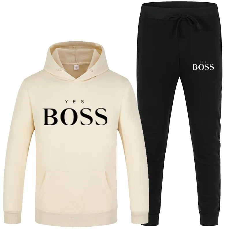 

New Men's And Women's Boss Hoodie And Pants Suit 2-Piece Set Spring And Autumn Running Track Suit Casual Pullover