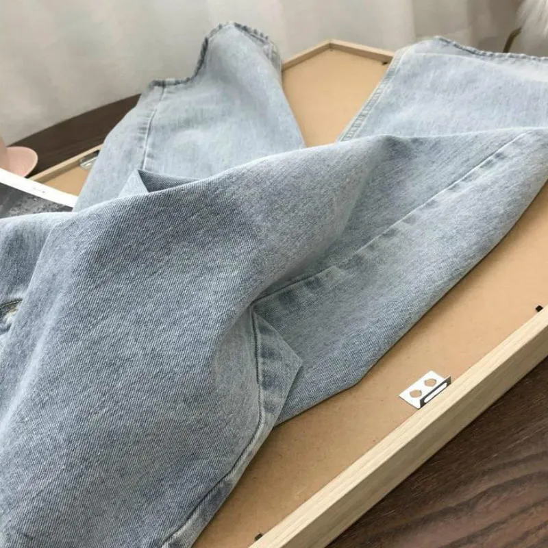 

Women Jeans Solid Female Vintage High Waist Simple Loose Wide Leg Trousers All-match Washed Korean Style Trendy Soft Clothing