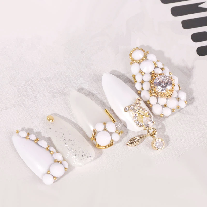 Украшение для ногтей однотонные белые стеклянные наклейки AB цветные украшения