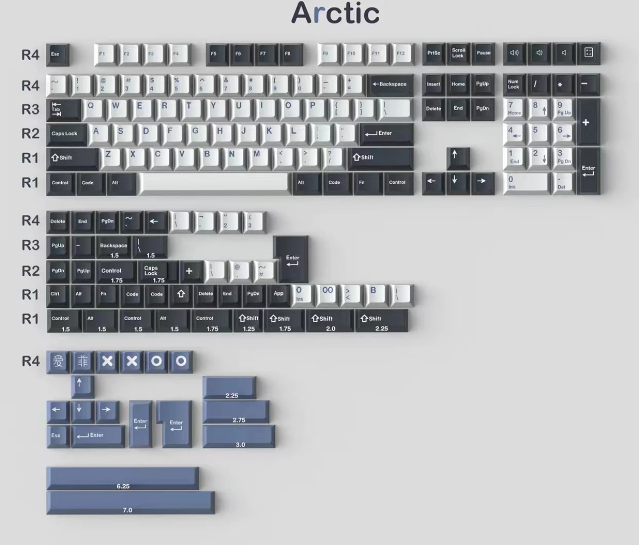 Женские колпачки для клавиш 173 Arctic/Nautilus Cherry Profile DOUBLE SHOT ABS PBT шрифт механической
