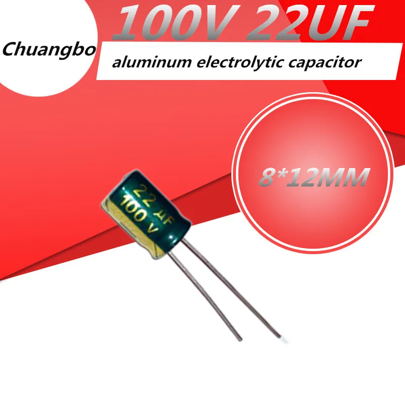 

20pcs Higt quality 100V22UF 100V 22UF 8*12MM low ESR/impedance high frequency aluminum electrolytic capacitor