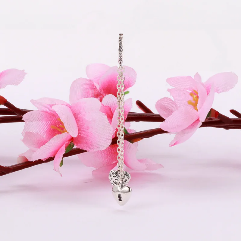 

Amaia S925 Sterling Silver Cz Lock & Amp; Heart Swing Charm String Diy Bracelet Beads