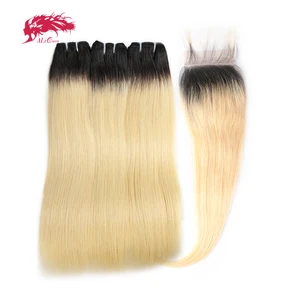 Бразильские прямые волосы, пряди с застежкой, Ali Queen Hair 1B613, необработанные человеческие натуральные волосы с предварительно выщипанной линией волос 4x4