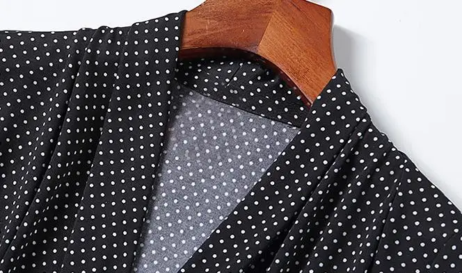 Женская Облегающая рубашка в горошек винтажная Повседневная с v-образным вырезом