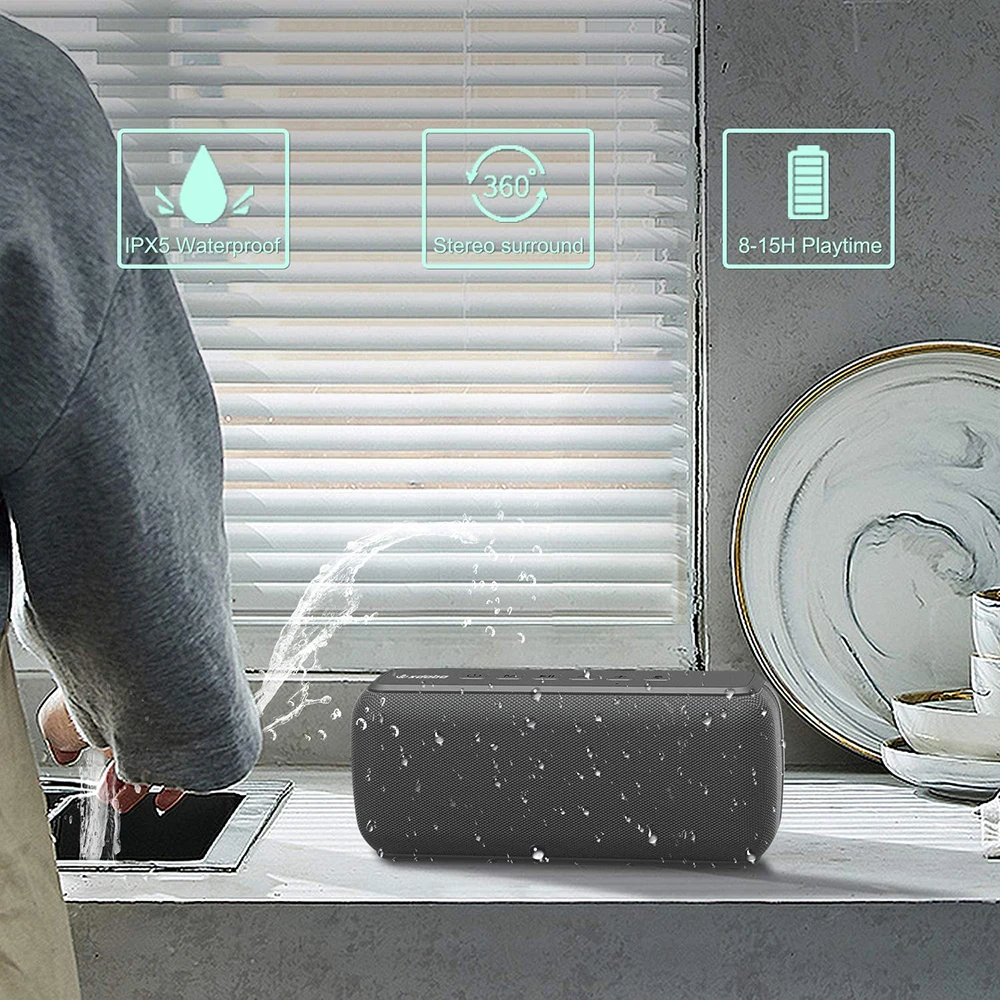 

Водонепроницаемая Bluetooth-колонка, 60 Вт, глубокие басы