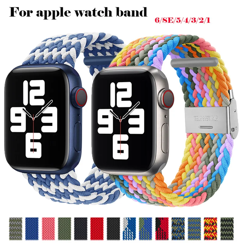 

Нейлоновый Плетеный ремешок для Apple Watch 45 мм 44 мм 42 мм 41 мм 40 мм 38 мм эластичный браслет на петле браслет Iwatch серии 7 6 SE 5 4 3 2 1