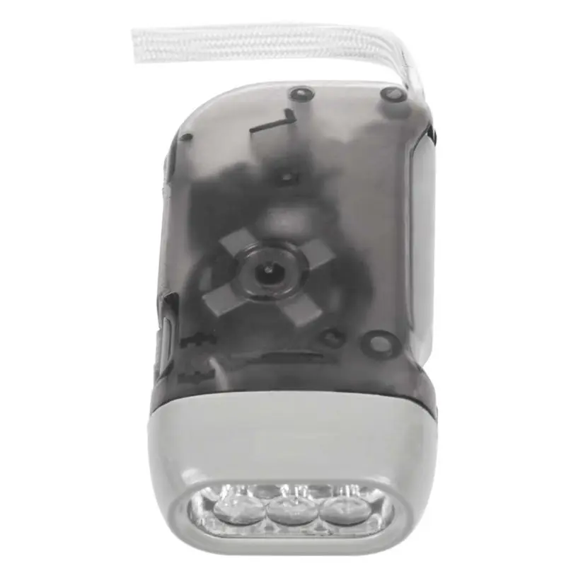 

3 LED Dynamo Wind Up Flashlight Torch Light Hand Press Camping grey