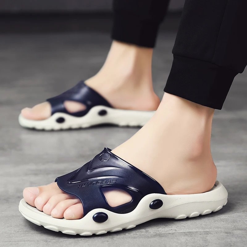 Мужские Пляжные шлепанцы модные мягкие массажные повседневная обувь лето
