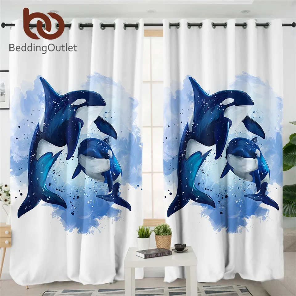 Занавеска на кровать Orca для кухни Кита светонепроницаемая занавеска морская