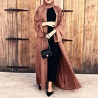 Открытым абаи кимоно Дубай, Турция Кафтан мусульманин кардиган Абая для женщин, повседневная одежда для детей Robe Longue Djellaba Femme кафтан мусульманская одежда