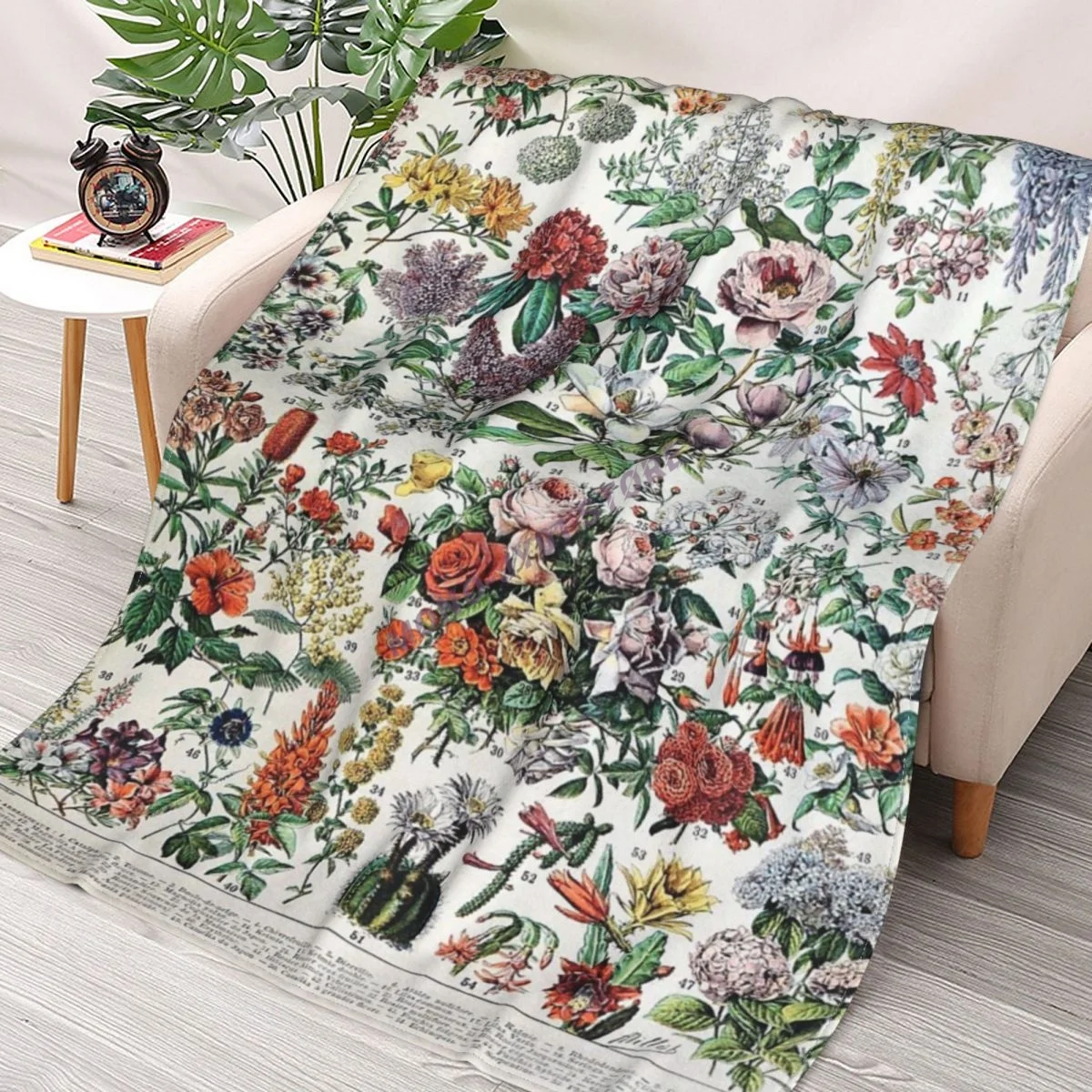 

Adolphe Millot - Fleurs C - French Vintage Poster Throw Blanket Sherpa Blanket cover Bedding soft Blankets