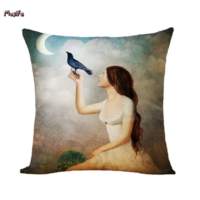 

New Fashion Unique European and American Style Beauty Polyester Printing Cushion Cover Home Bedroom Hotel Car Decoration 45x45cm