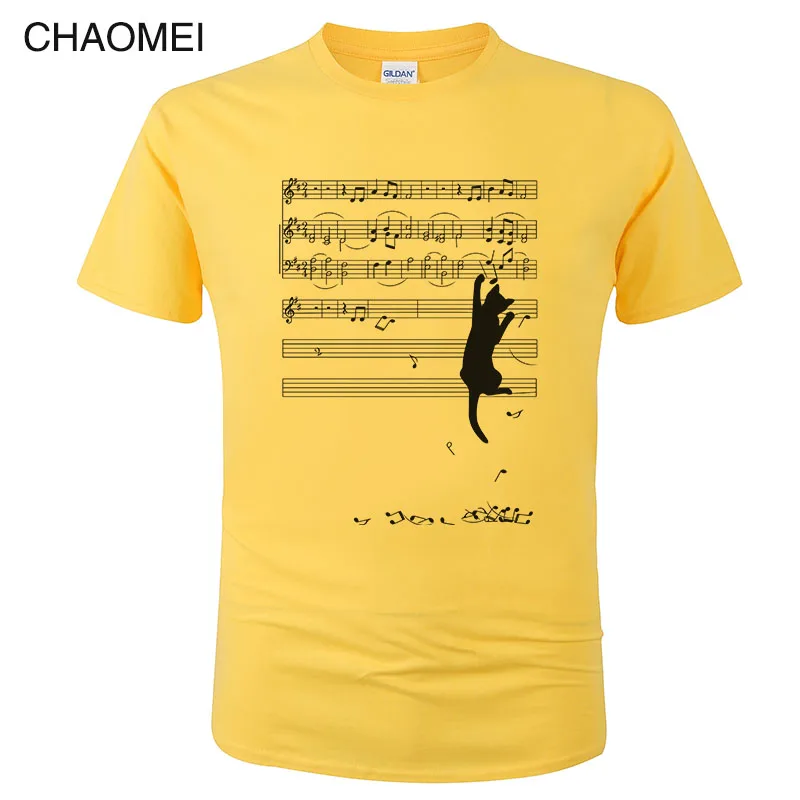 Забавная Футболка с принтом кошки и музыки мужская женская модная футболка