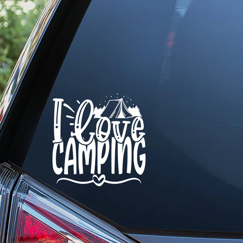 Черный/серебряный с надписью I Love Кемпинг Стикеры модные автомобильное s оконные