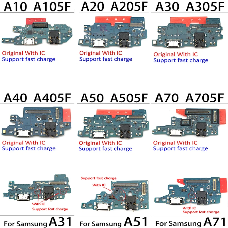 100% Оригинальный USB разъем для зарядки гибкий кабель с Micro Samsung A10 A20 A30 A40 A50 A70 A01 A11 A21