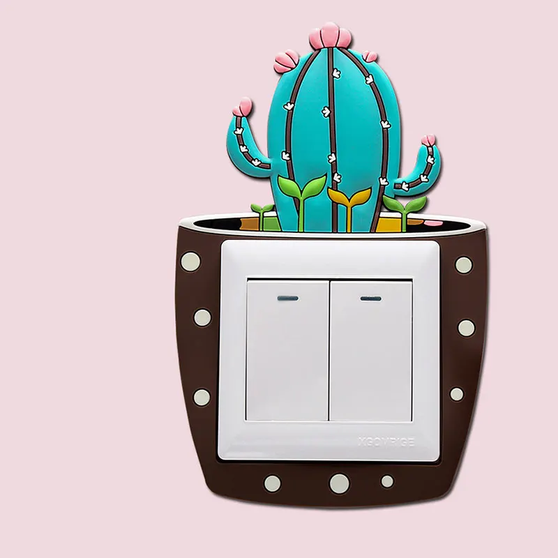 Cartoon Cactus Shape Light Switch Surround Socket Finger Plate Panel Cover Hot for Home Decoration Wall Sticker | Дом и сад