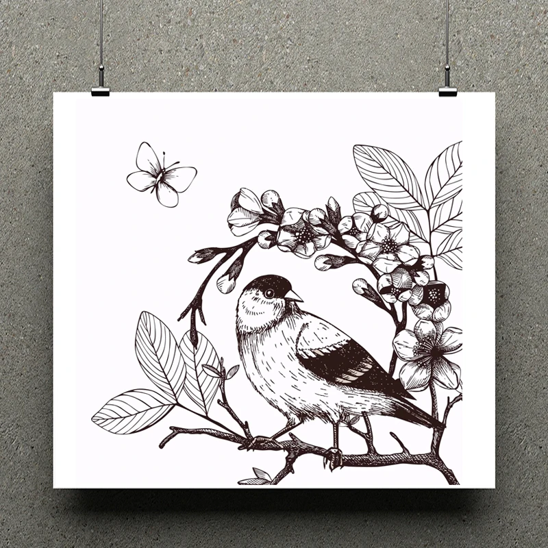 

AZSG Flowers and birds Clear Stamps/Silicone Transparent Seals for DIY scrapbooking Card Making 14*14cm