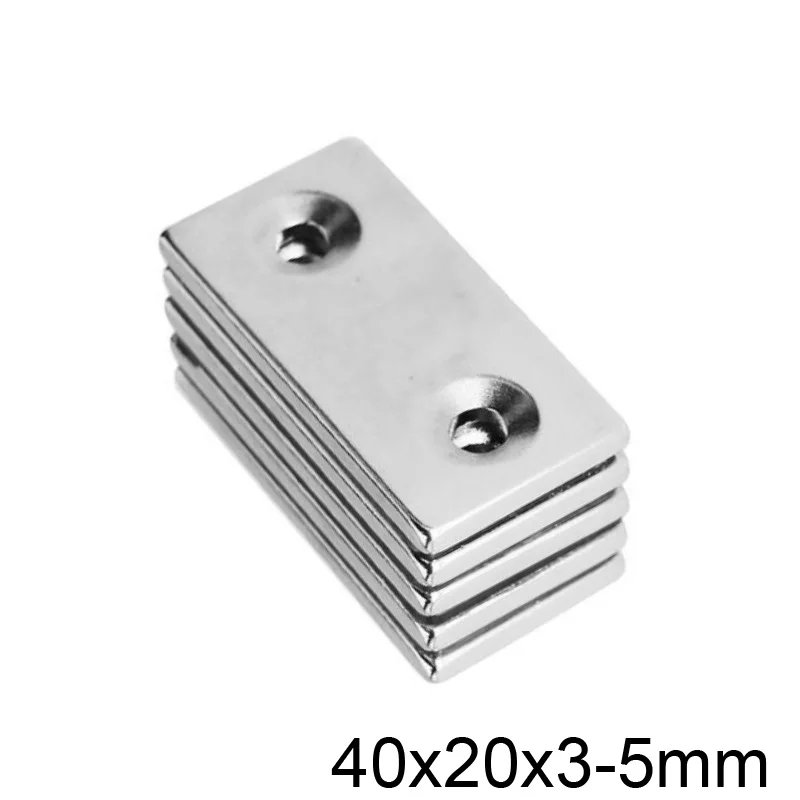 

Неодимовый магнит с двойными отверстиями, 5 ~ 50 шт., 40x20x3-5 мм
