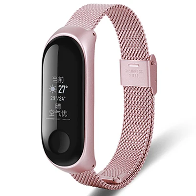 Для mi band 3 металлический ремешок для Xiao mi Ремешок Браслет без винтов для Xiao mi Band 3 браслет Correa для Xiao mi Band 3 браслет на запястье - Цвет: Rose pink 01