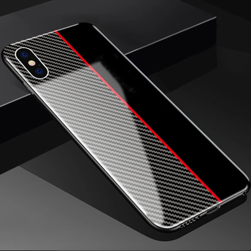 008 Чехол из закаленного стекла 9H для iPhone 11, 7, 8, 6 S, x, xr, xsmax, чехол для телефона с узором из углеродного волокна, подходит для iPhone11promax, 7 p, чехол для телефона - Цвет: 008