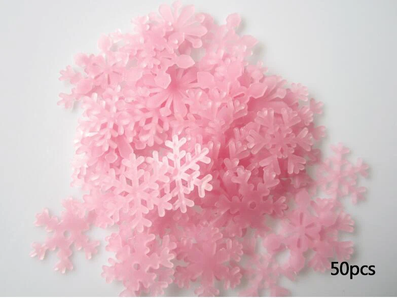 50pcs Новогодние рождественские украшения, домашний люминесцентный фон со снежинками, декоративная наклейка, съемный Navidad Natal - Цвет: 50pcs