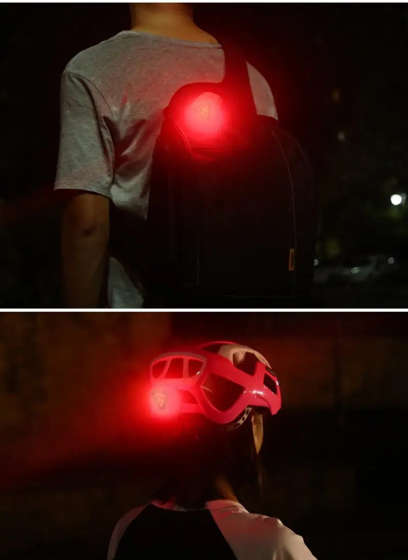 

2020 Bike light Helmet Lamp Red Triangle Taillight Triple Flash Mode Waterproof Headlight Bicycle Mountain Safety Warning Light