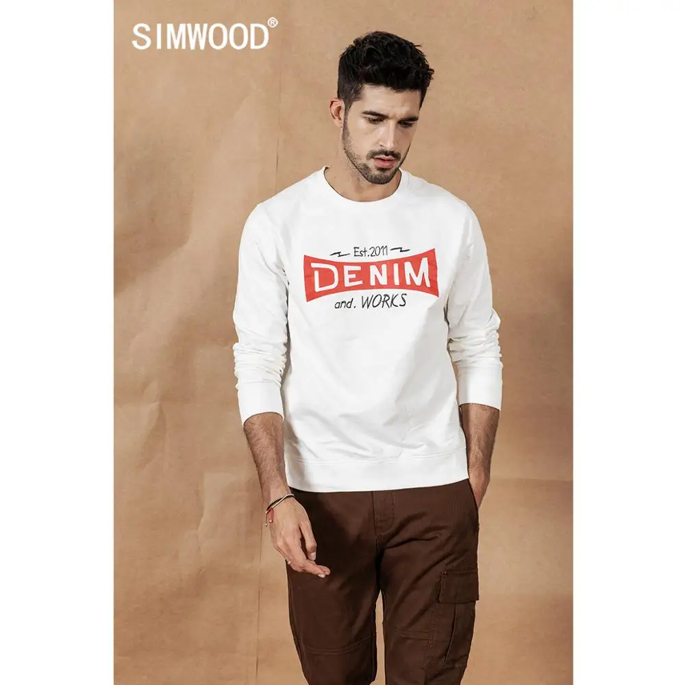 Мужское худи с надписью SIMWOOD модный повседневный свитшот круглым вырезом новая