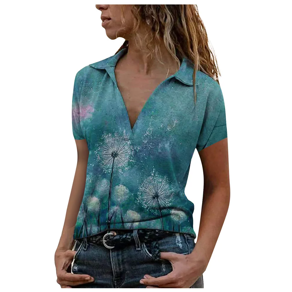 

Женские винтажные футболки с принтом, летние топы с коротким рукавом и отложным воротником, 20 стилей