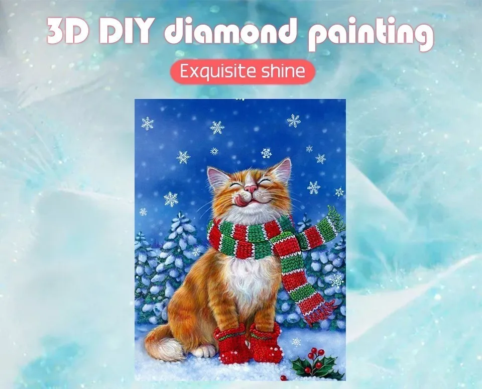 HUACAN 5D DIY полный квадратный алмаз картина животное кошка зима горный хрусталь мозаика Алмазная вышивка крестиком домашний Декор подарок