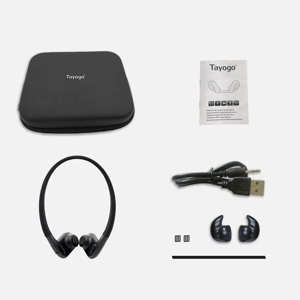 Tayogo плавательные костные проводящие наушники Bulit-in MP3-плеер с FM Bluetooth приложение шагомер IPX8 водонепроницаемый 8 Гб музыкальный плеер