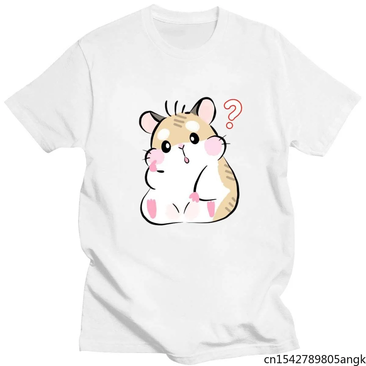 

Questioning Hamster Kawaii Harajuku Print Unisex Cute Round Neck Short-Sleeved Casual Daily Top Plus-size Women's T-shirts