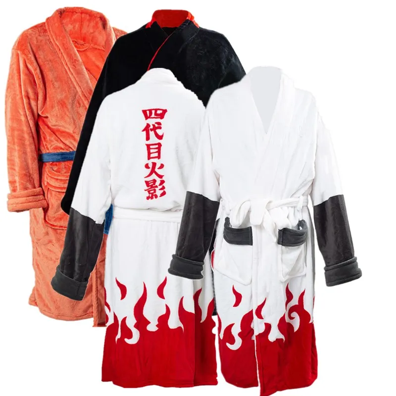 

Anime Namikaze Minato Coral Fleece Bathrobe Cloak 4th Hokage Cosplay Costume Warm Night Gown Robe Sleepwear