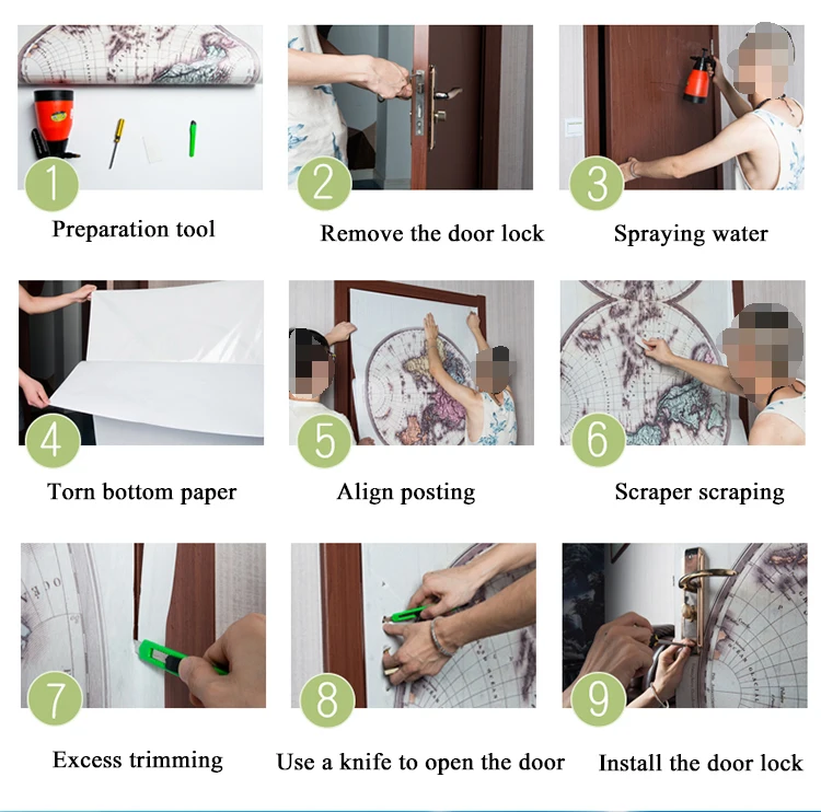 3D-наклейки на дверь с цветами настенные наклейки Многоразовые водонепроницаемые