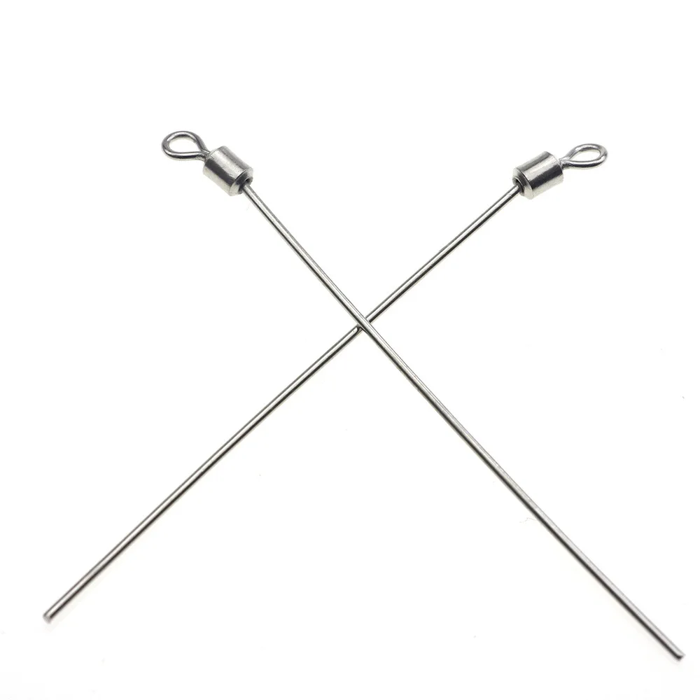 20pc Hard Steel Wire Long Pole Fishing Swivel 6.5cm brass Barrel Rolling Connector Earthworm needle DIY Accessories tackle tool |